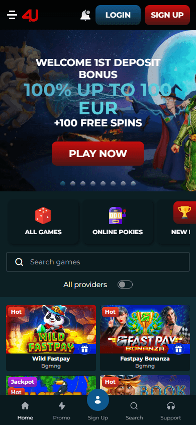 Casino4u_homepage_mobile