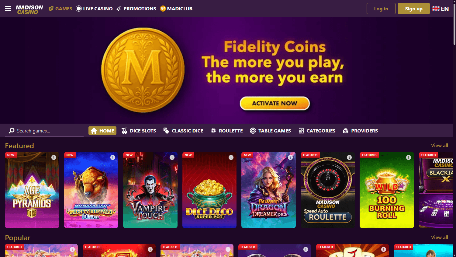 Madison_Casino_homepage_desktop