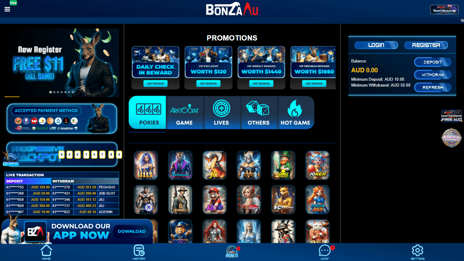 bonzaau_casino_homepage_desktop
