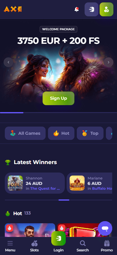 Axecasino_homepage_mobile