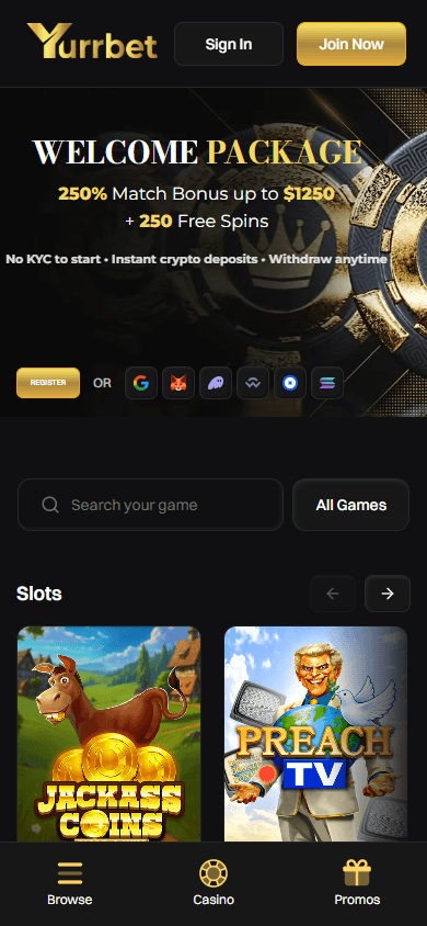 yurrbet_casino_homepage_mobile
