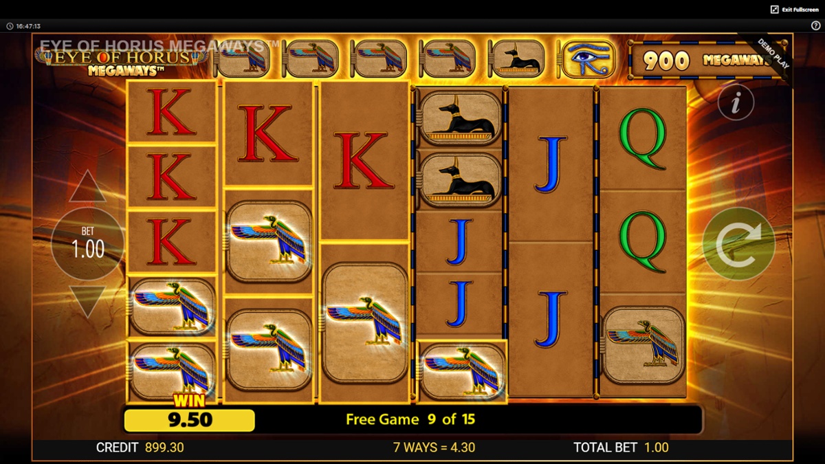 Eye of Horus Megaways free spins win