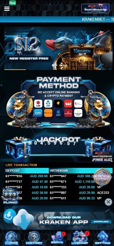 krakenbet_casino_homepage_mobile