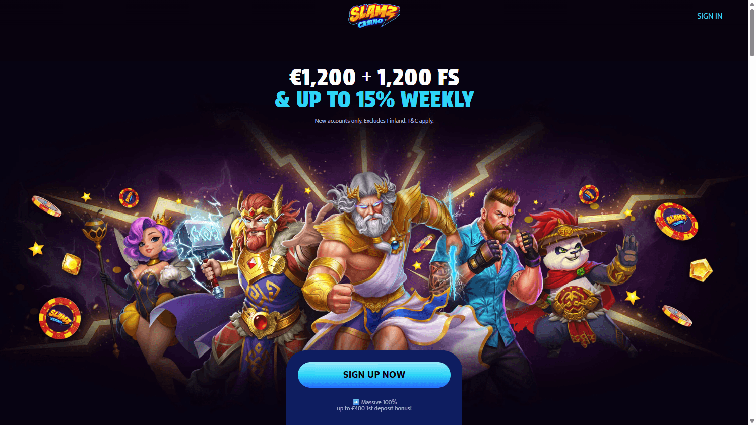 Slamz_Casino_homepage_desktop