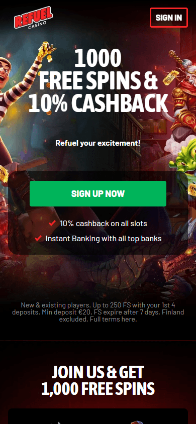 Refuel_Casino_homepage_mobile