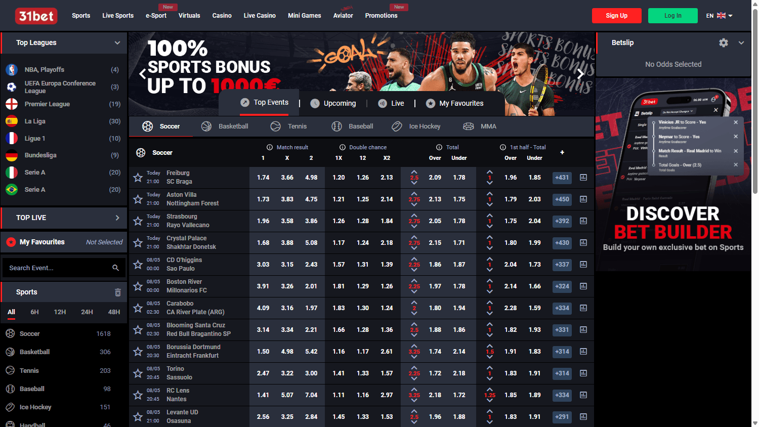 31bet_Casino_homepage_desktop