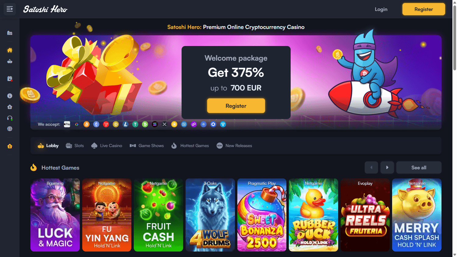 satoshi_hero_casino_homepage_desktop