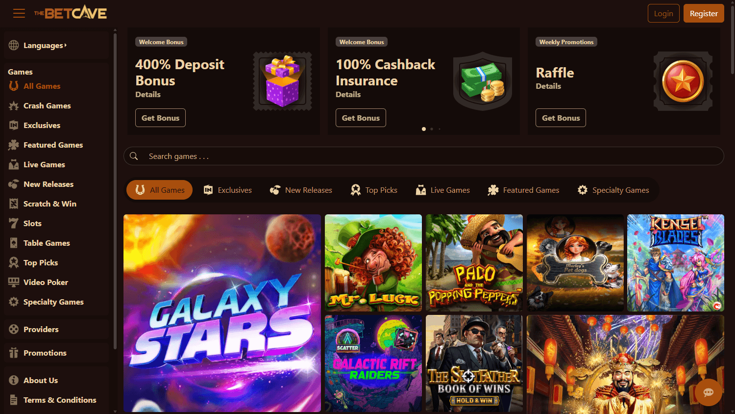 betcave_casino_homepage_desktop