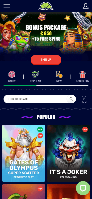 limewin_casino_homepage_mobile