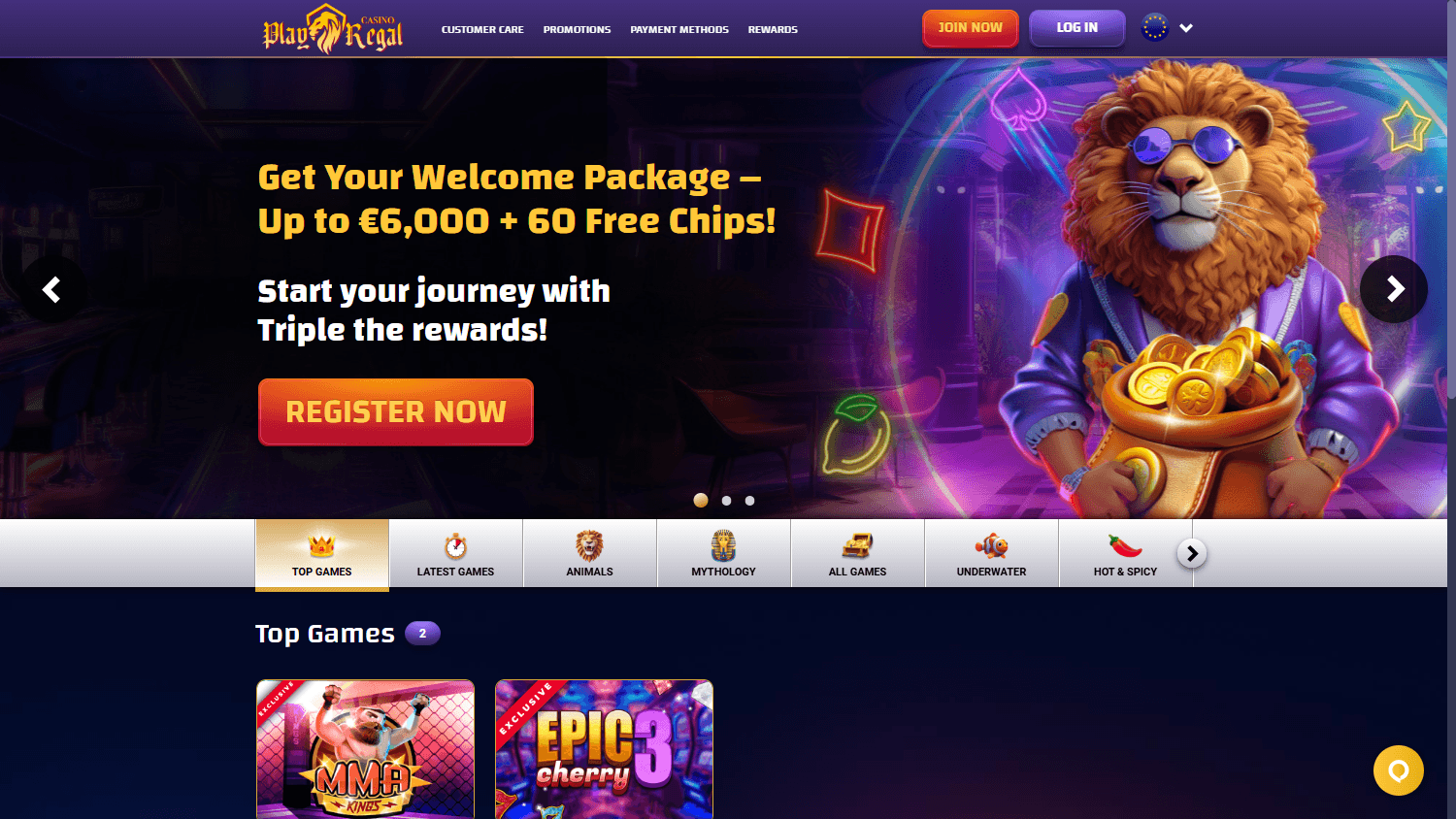 Play_Regal_Casino_homepage_desktop