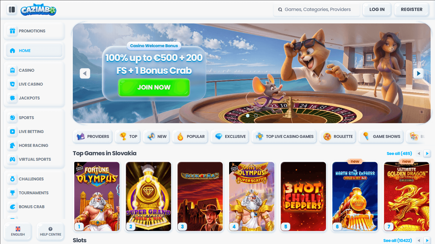 Cazimbo_Casino_homepage_desktop