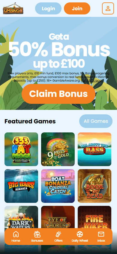 umbingo_casino_homepage_mobile