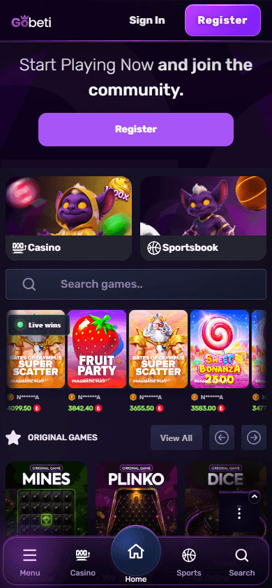 gobeti_casino_homepage_mobile