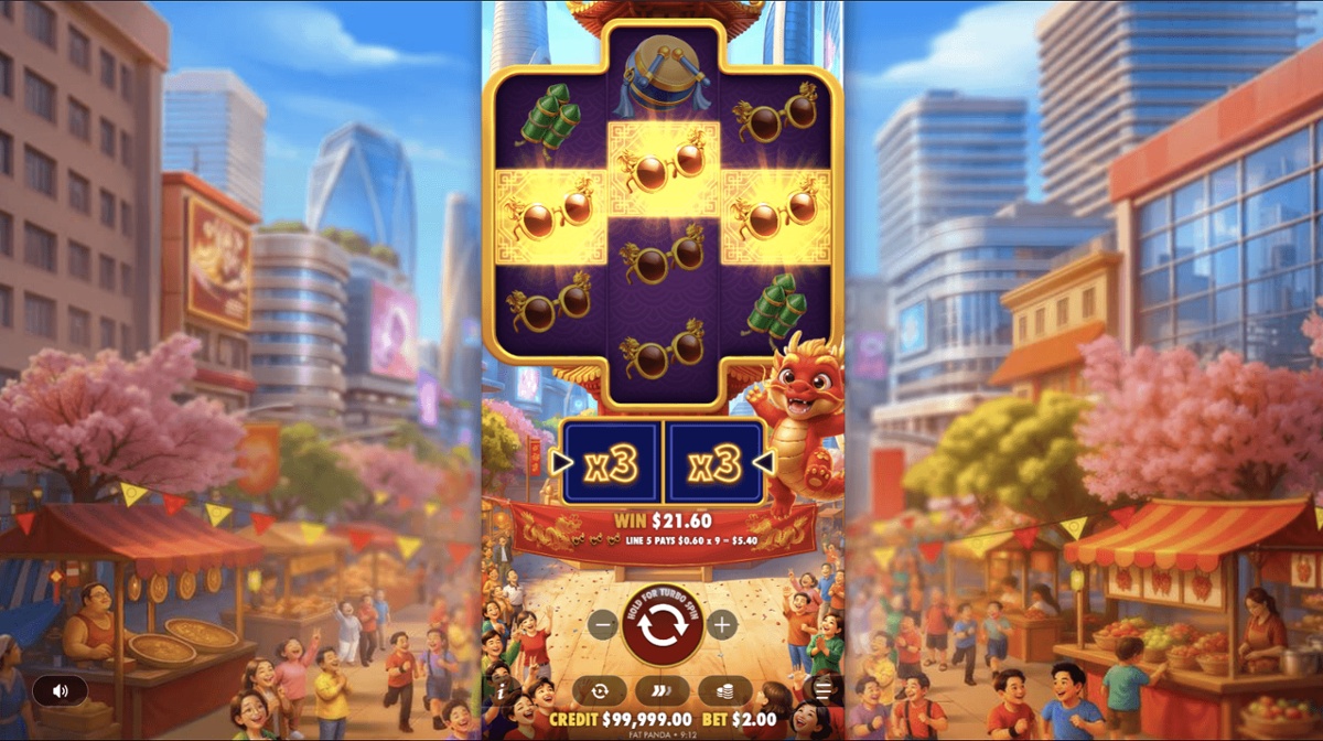 Multipliers appear on the two extra reels