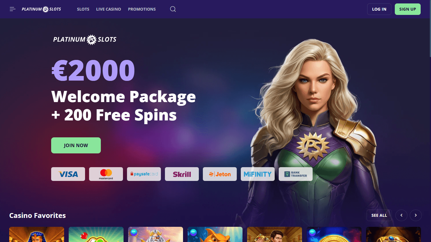 platinumslots_casino_homepage_desktop