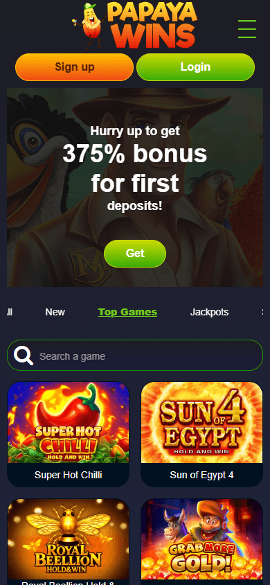 papaya_wins_casino_homepage_mobile