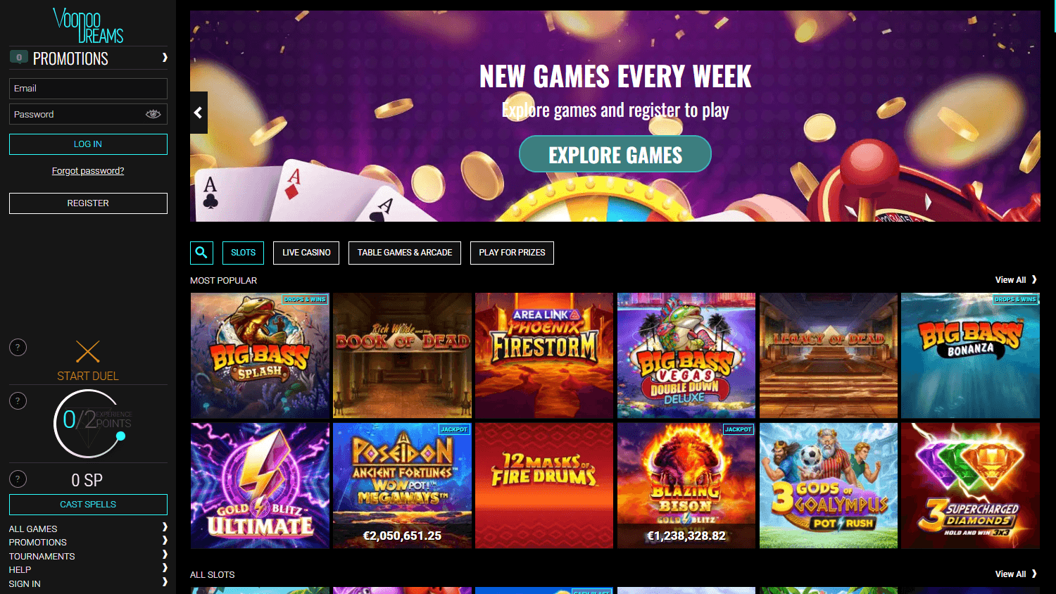 voodoodreams_casino_homepage_desktop