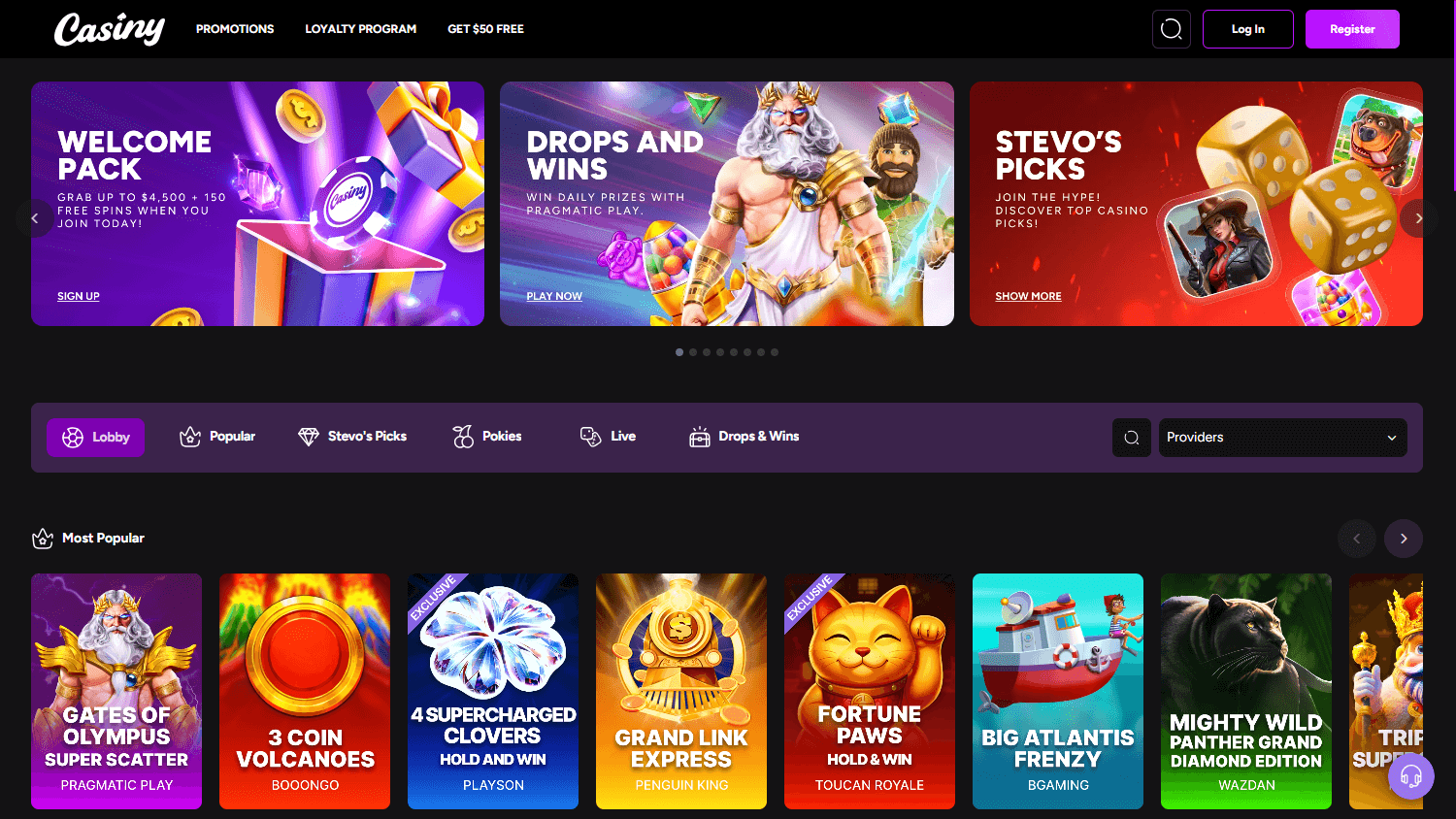 casiny_casino_homepage_desktop