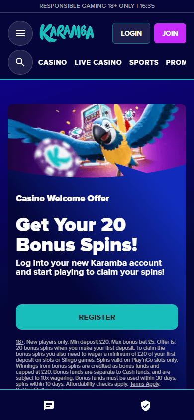 karamba_casino_homepage_mobile