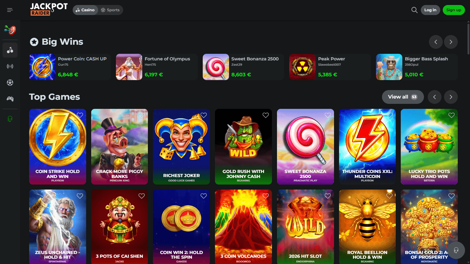 jackpotraider_casino_homepage_desktop