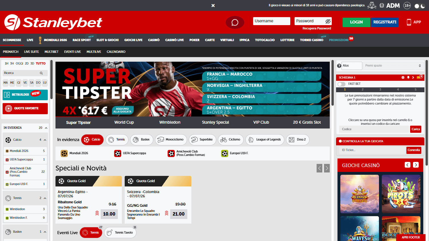 Stanleybet_Casino_IT_homepage_desktop