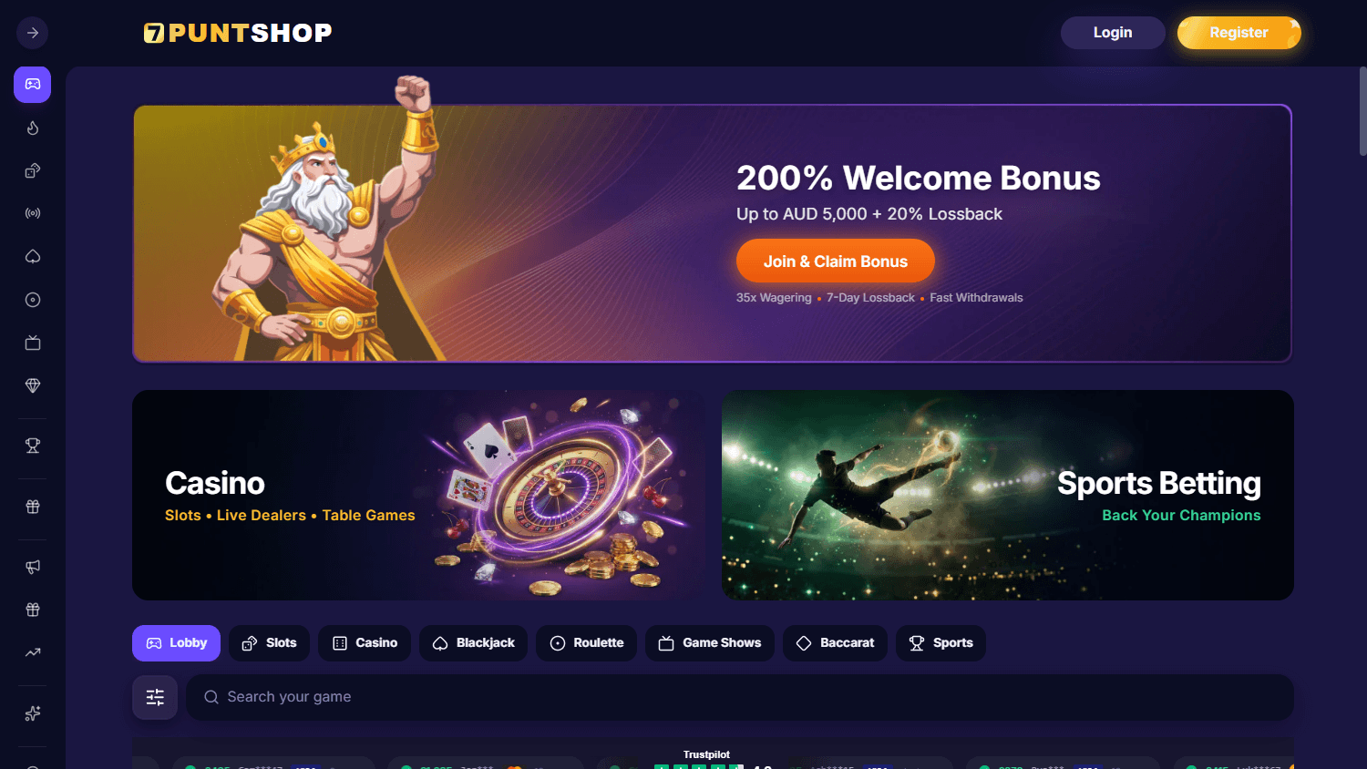 PuntShop_Casino_homepage_desktop