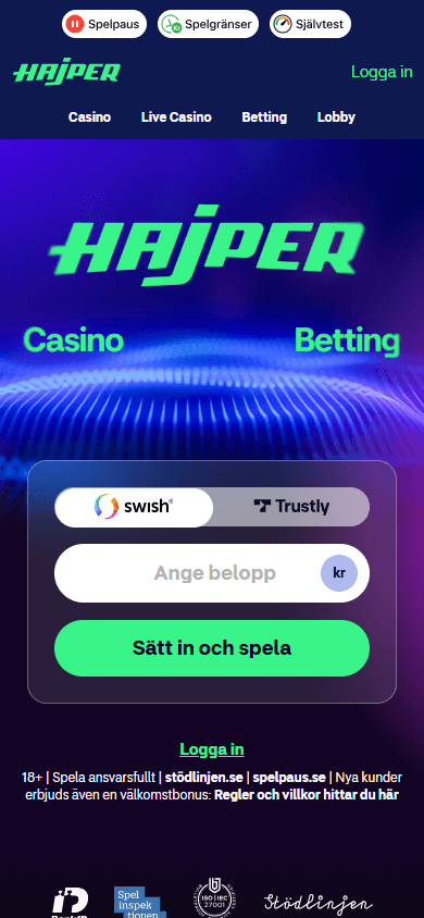 Hajper_Casino_homepage_mobile