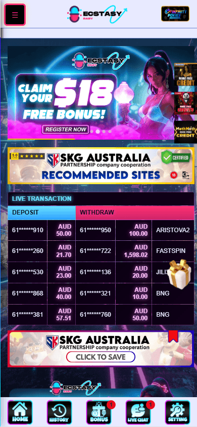 Ecstasy_Baby_Casino_homepage_mobile