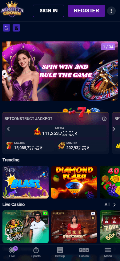 Mightycrown_Casino_homepage_mobile