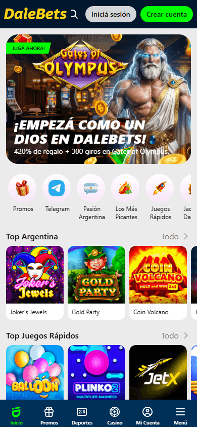 DaleBets_Casino_homepage_mobile