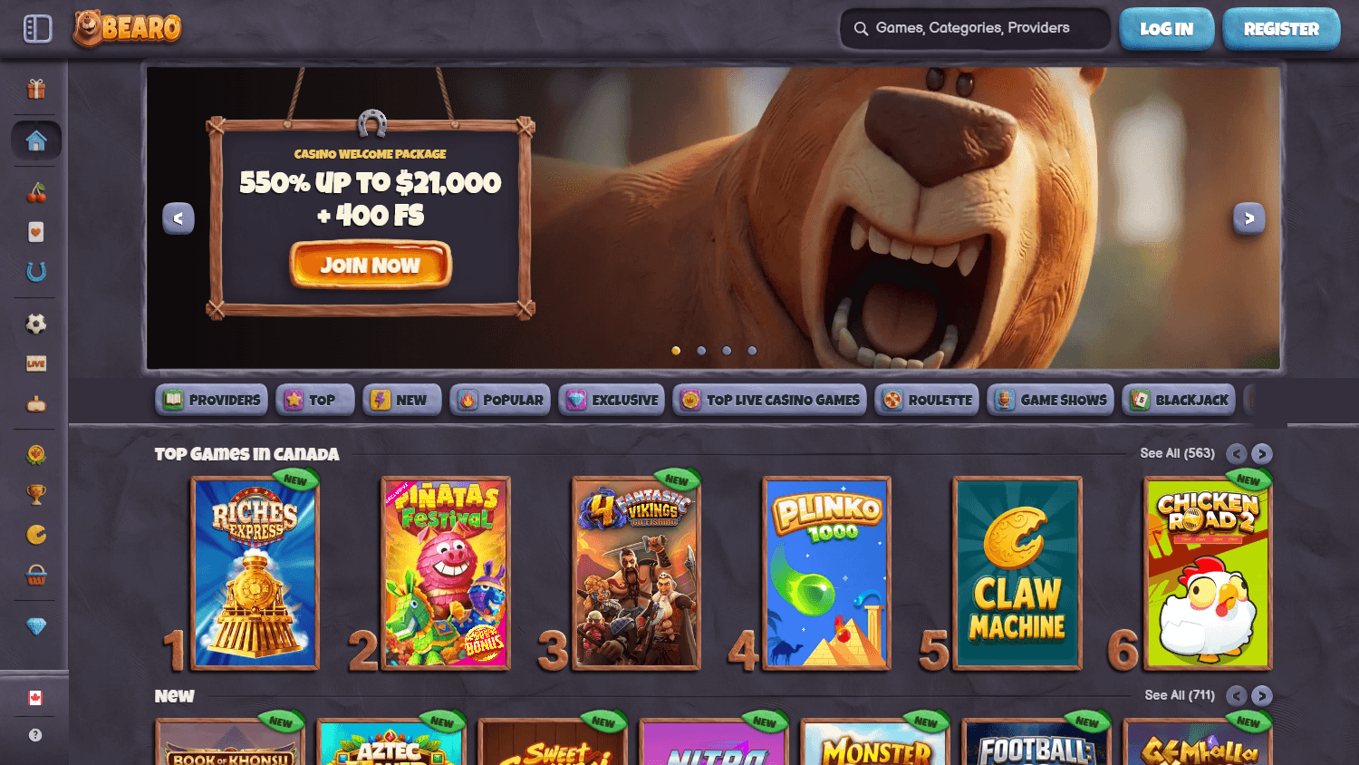 Bearo_Casino_homepage_desktop