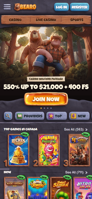 Bearo_Casino_homepage_mobile