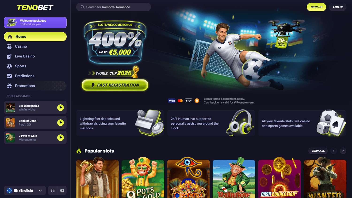 TenoBet_Casino_homepage_desktop