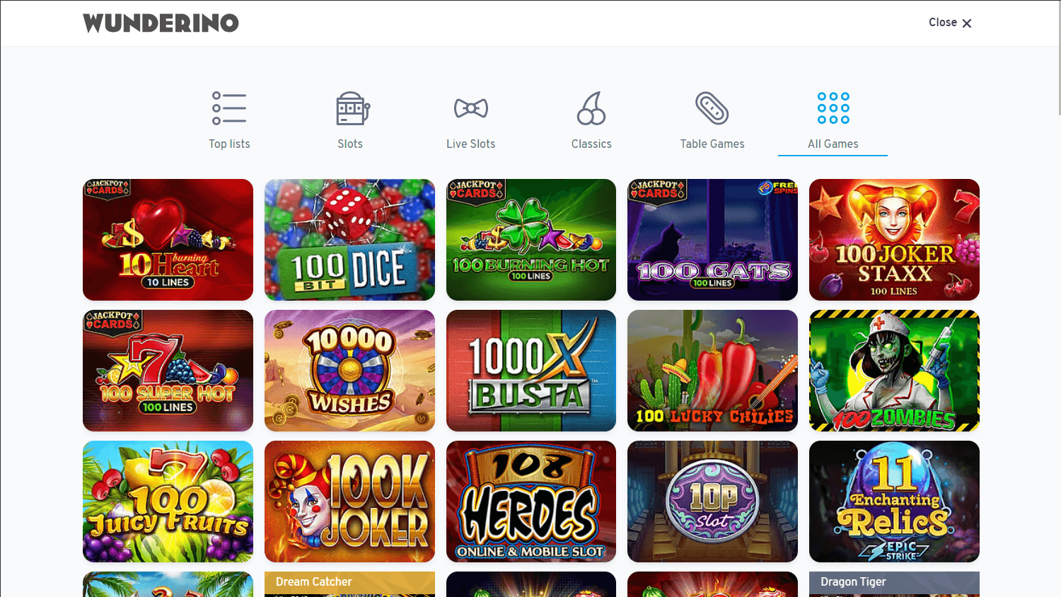 Wunderino_Casino_game_gallery_desktop