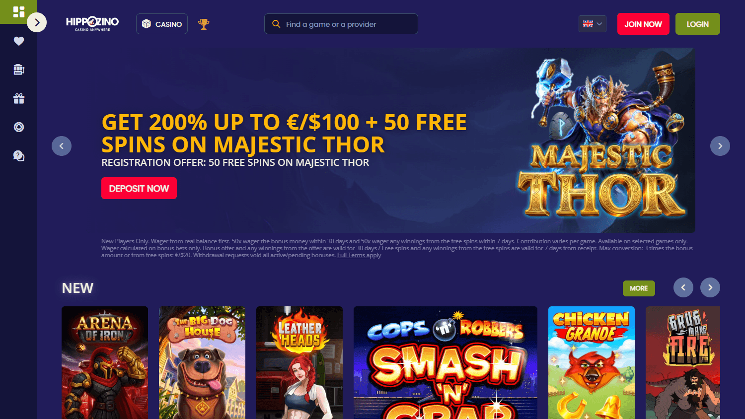 Hippozino_Casino_homepage_desktop