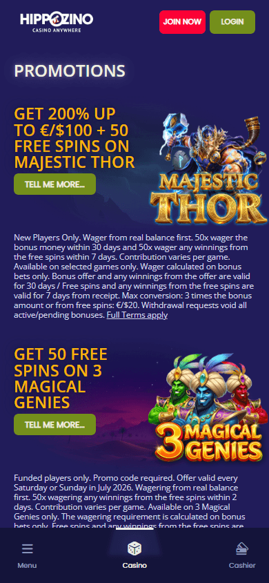 Hippozino_Casino_promotions_mobile