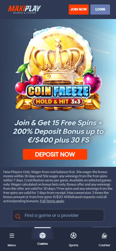 MaxiPlay_Casino_homepage_mobile