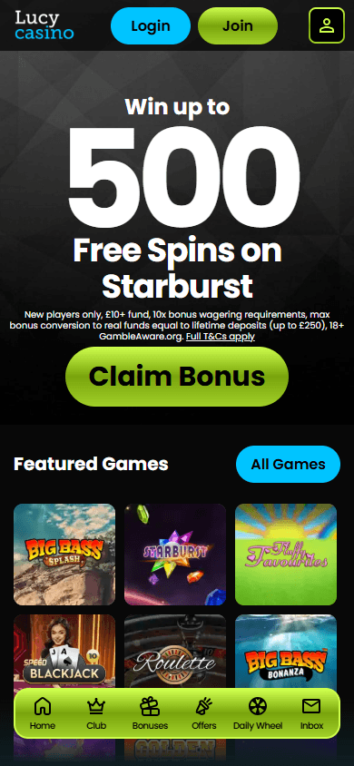 Lucy_Casino_homepage_mobile