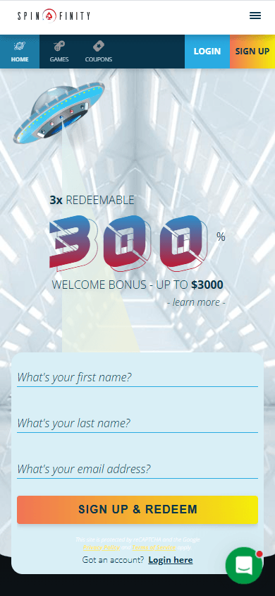 Spinfinity_Casino_homepage_mobile