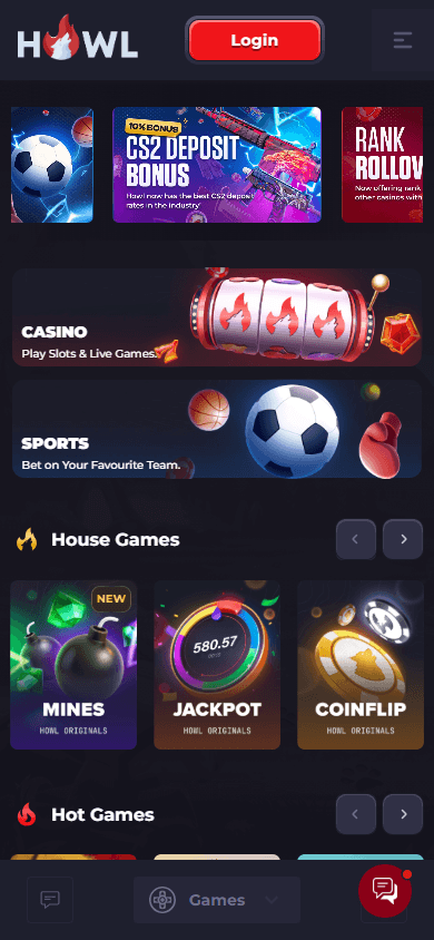 Howl_Casino_homepage_mobile
