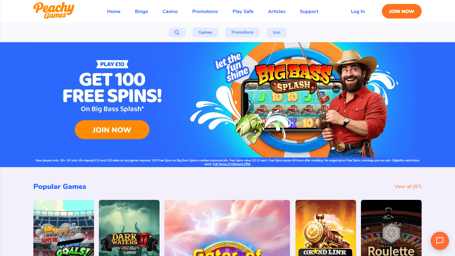PeachyGames_Casino_homepage_desktop