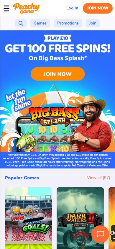 PeachyGames_Casino_homepage_mobile