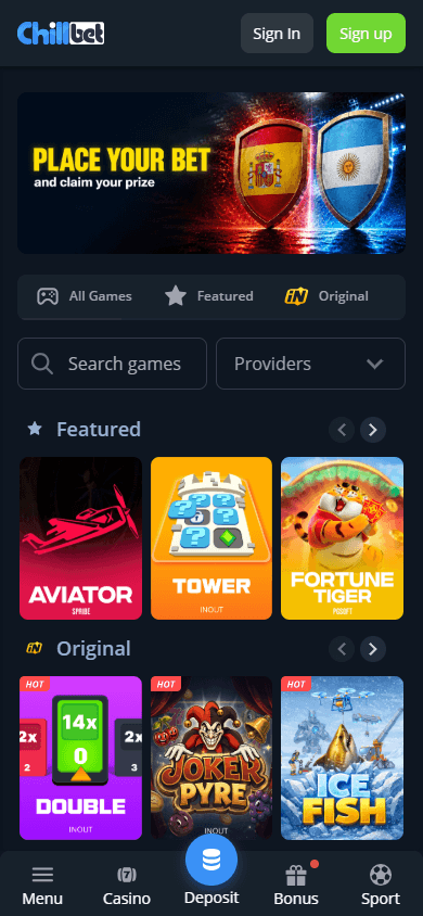 ChillBet_Casino_homepage_mobile