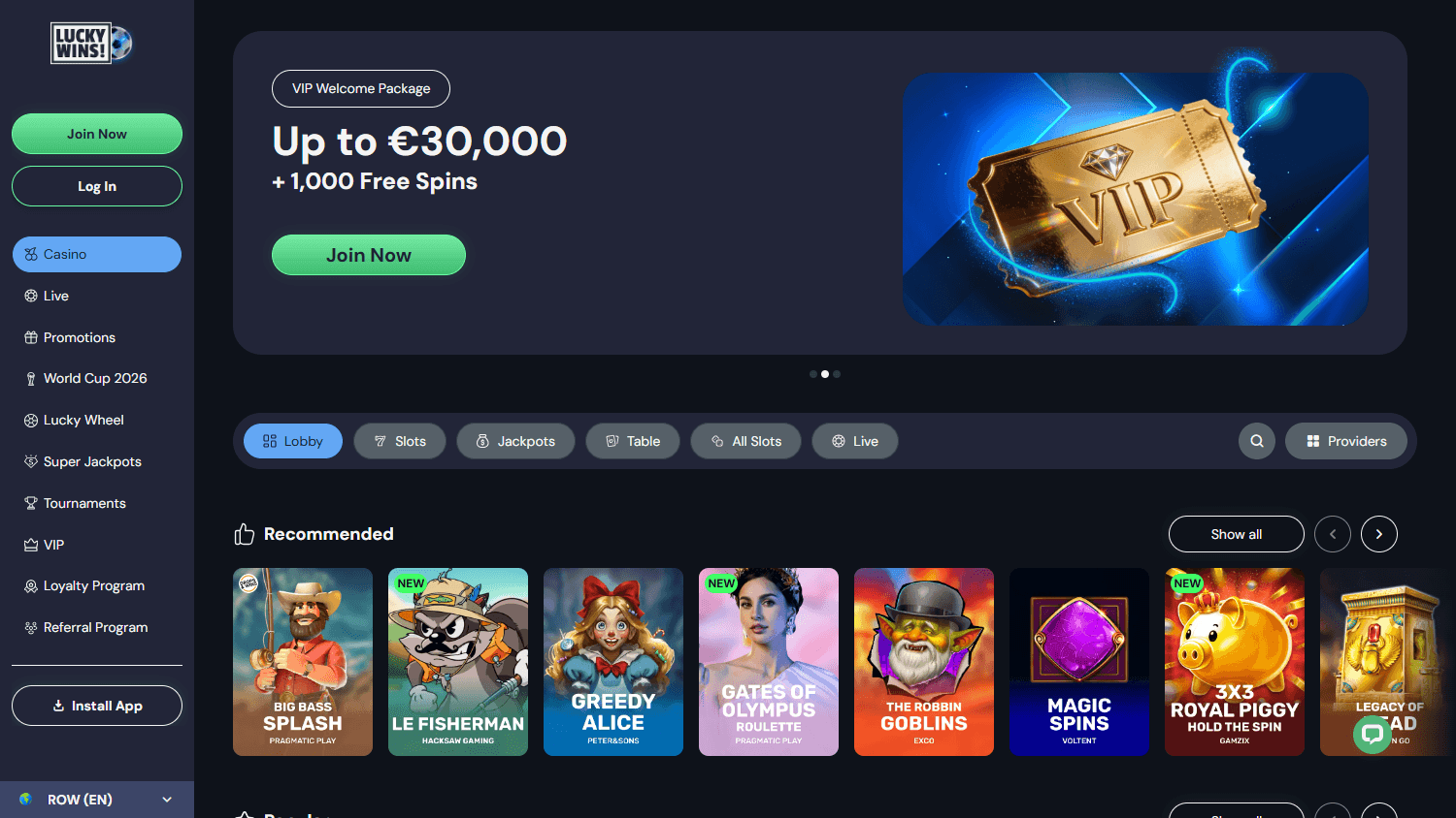 LuckyWins!_Casino_homepage_desktop
