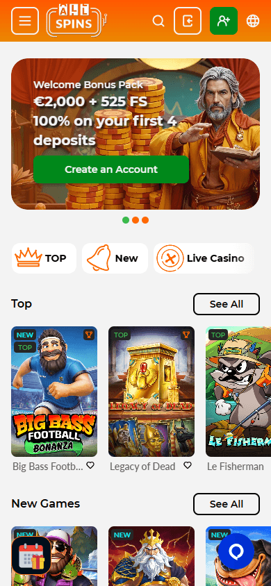 AllSpins_Casino_homepage_mobile