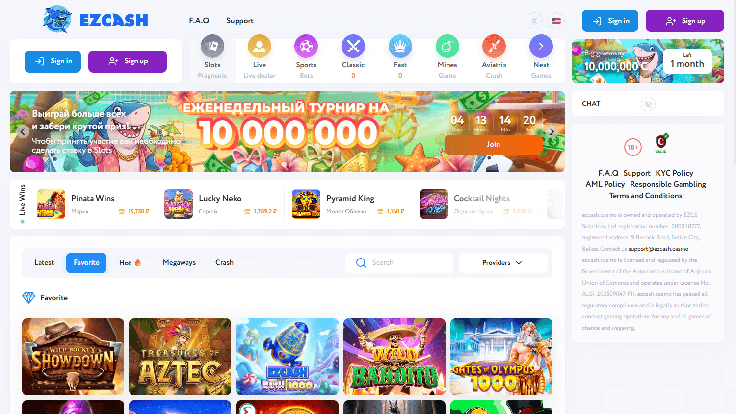 ezcash_casino_homepage_desktop