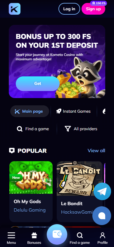 kometa_casino_homepage_mobile