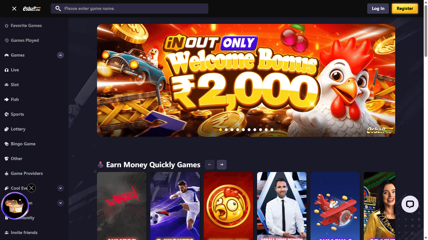 Esball_Casino_homepage_desktop