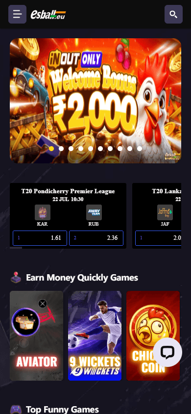 Esball_Casino_homepage_mobile
