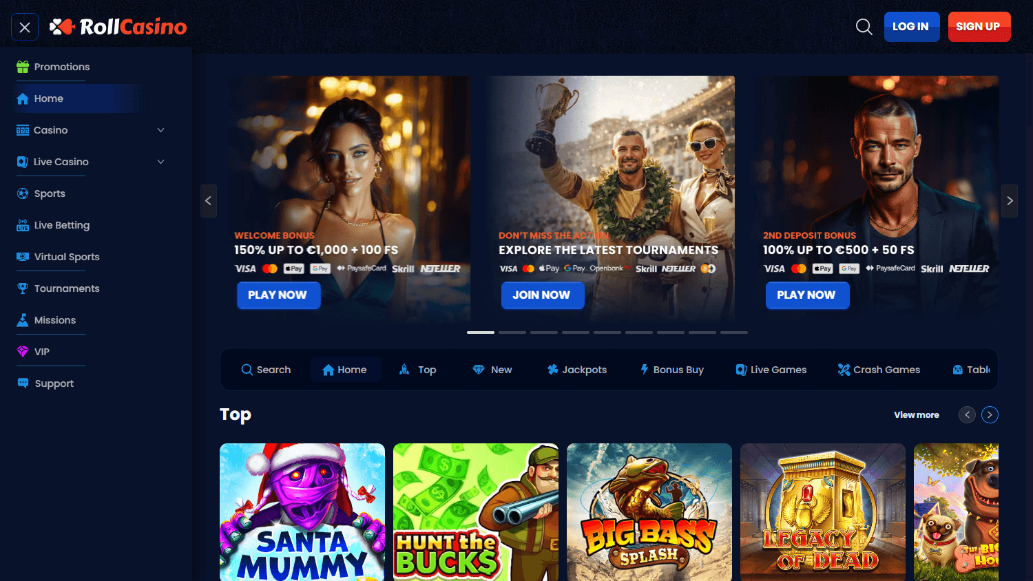 RollCasino_homepage_desktop